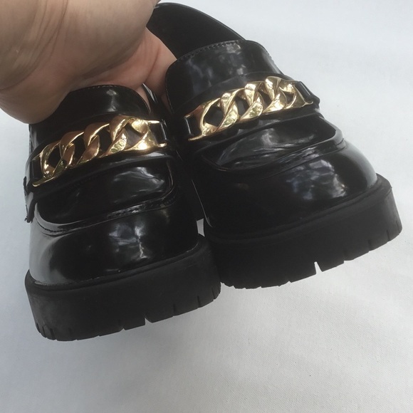 Steve Madden Black and Gold Platform Lug Sole Oxfords Mary Janes thick chunky - Picture 7 of 8